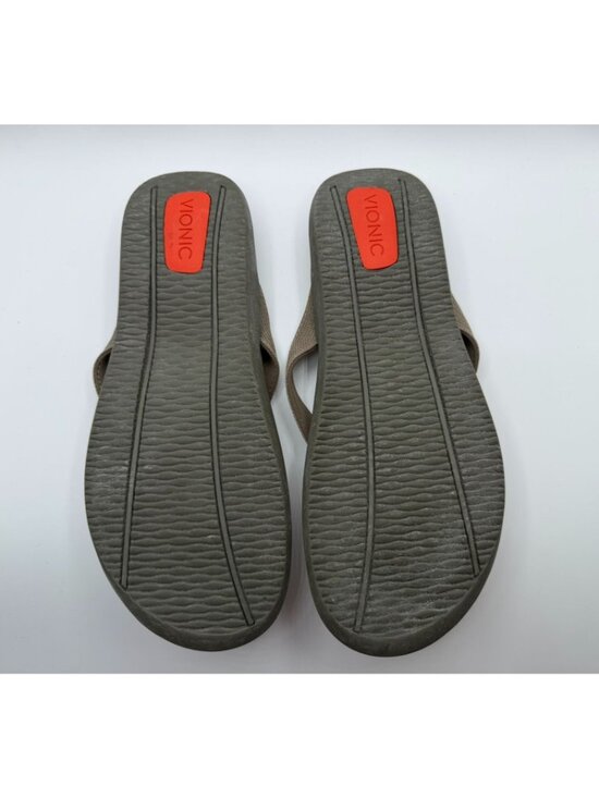 Vionic Wave Flip Flop Sandals Unisex MN 13/ WN 14 Khaki Mesh Ortho Arch Support